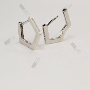 1.6cm Geometric Earrings in Rhodium-Plated Sterling Silver • Elegant Design.